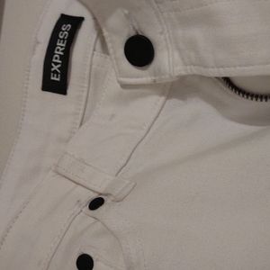Express skinny white ripped jeans (cropped)